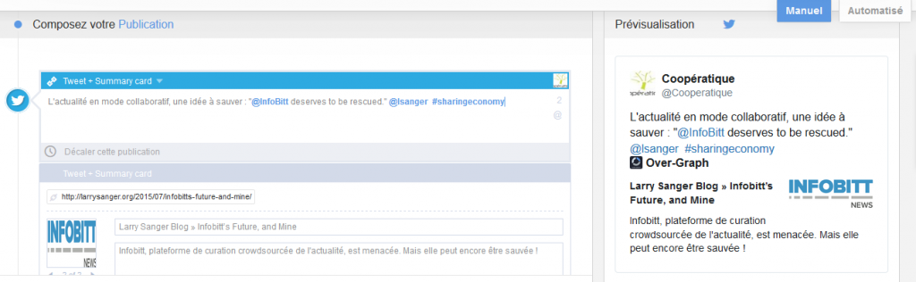 Publication d'un tweet enrichi sur Open-Graph